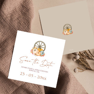 Wagenrad Rustikale Herbsthochzeit retten Datum Save The Date