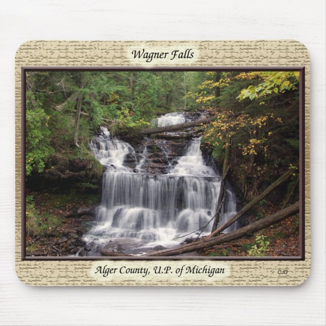 Wagner Falls gerahmt Mousepad (Vorne)