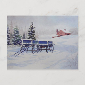 Wagon couvert de neige - carte postale