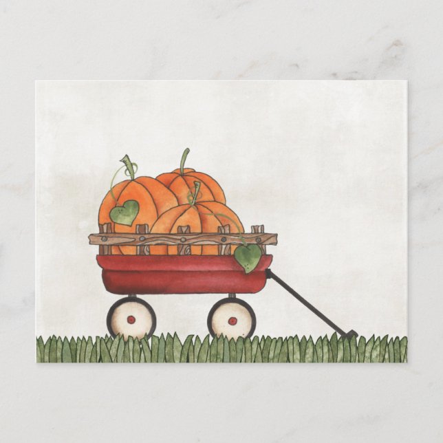 Wagon voll von Pumpkins Postkarte (Vorderseite)