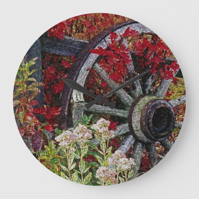 Wagon Wheel 1 Clock Große Wanduhr (Vorderseite)