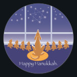 WagsToWish_Menorah-Hunde Runder Aufkleber<br><div class="desc"></div>