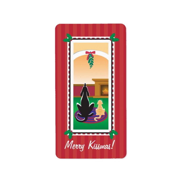WagsToWish_Merry Kissmas Geschenkpackung Adressaufkleber (Vorne)