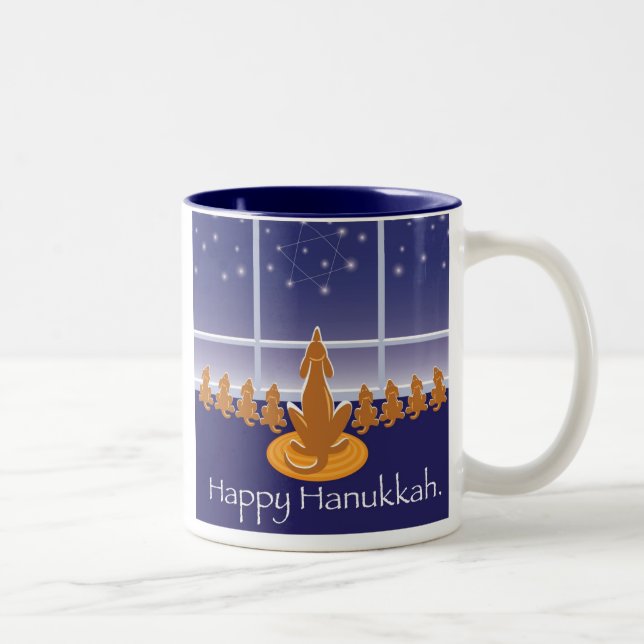 WagsToWishes_Menorah Hunde Zweifarbige Tasse (Rechts)