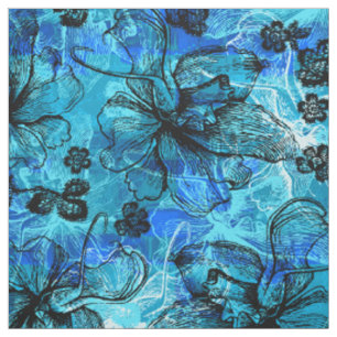 Wahine Lace Hawaiian Orchid Collage Stoff