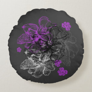 Wahine Lace Hawaiian Orchid Reversible Rundes Kissen