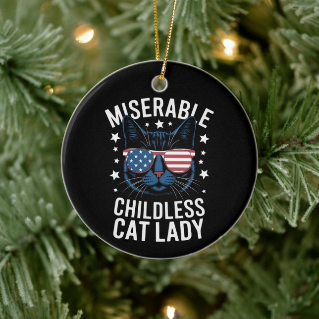 Wahl 2024 Kinderlose Katzen Frauen Frauenstimmen Keramik Ornament (Baum)