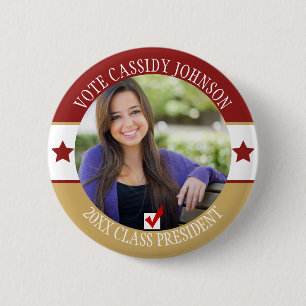 Wahl der Schüler in Burgund & Gold School Button