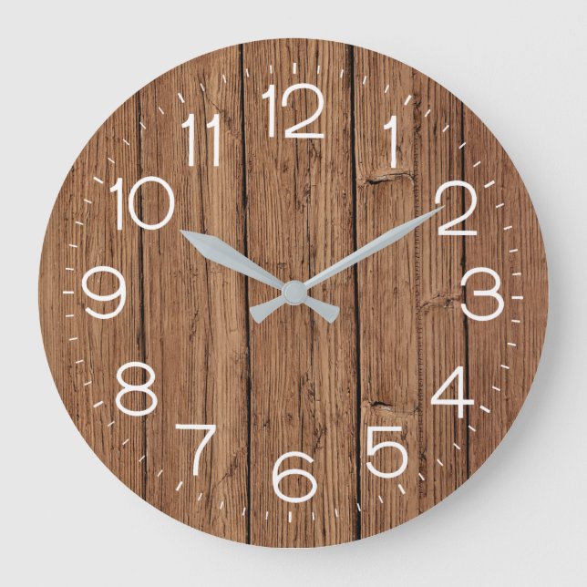 Wahl der weißen Uhr auf Eichenholz (Vorderseite)