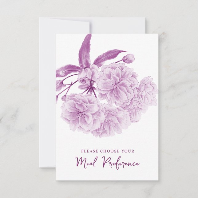 Wahl des Hochzeitsmahles lila florale Antwortkarte RSVP Karte (Vorderseite)