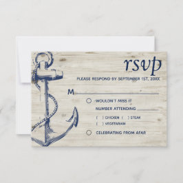 Wahl des Nautical Anchor-Holzes RSVP Karte