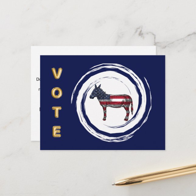 Wahl Gold Vote Patriotic Donkey Postkarte (Vorderseite/Rückseite Beispiel)