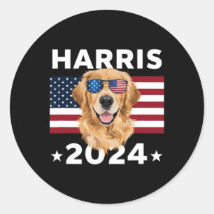 Wahl Kamala Harris 2024 Golden Retriever Dog U Runder Aufkleber