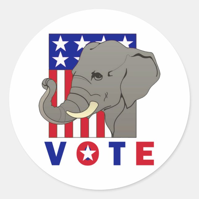 WAHL REPUBLIKANISCHER ELEPHANT RUNDER AUFKLEBER (Vorderseite)