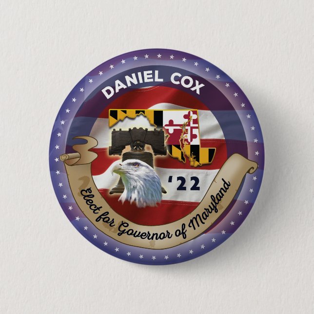 Wahl von Daniel Cox zum Gouverneur von Maryland Button (Vorderseite)