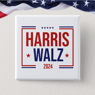 Wahl von Harris Walz Button