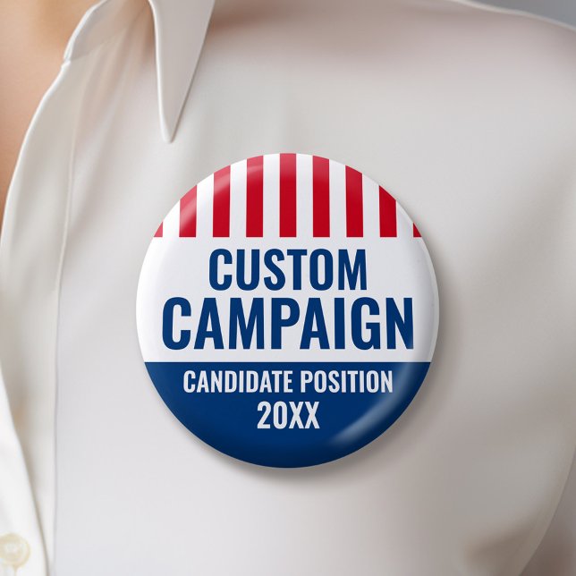 Wahldesign - Vintages Schild Rotes Blau Button (Custom Campaign Buttons - Make Your Own Election Swag)