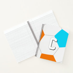 wähle BELIEBIGE Teamfarben Fußballspieler monogram Notizbuch