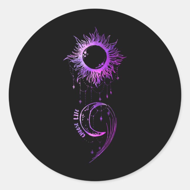 Wähle das Life Semicolon Suicide Prevention Awaren Runder Aufkleber (Vorderseite)