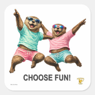 Wähle das lustige Otter-Duo Quadratischer Aufkleber