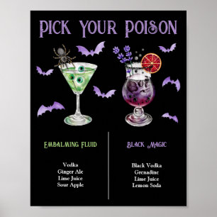 Wähle Dein Gift Halloween 2 Cocktail-Karte  Poster