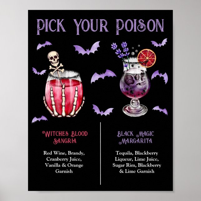 Wähle Dein Gift Halloween 2 Cocktail-Menü Poster (Vorne)