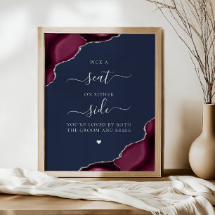 Wähle einen Sitzplatz Burgund Achat Silber Navy Ho Poster