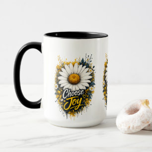 Wähle Freude Gänseblümchen-Blumen-Kaffeetasse Tasse