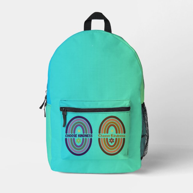 Wähle Freundlichkeit. Machen Sie die Welt zum Moto Bedruckter Rucksack (Vorderseite)