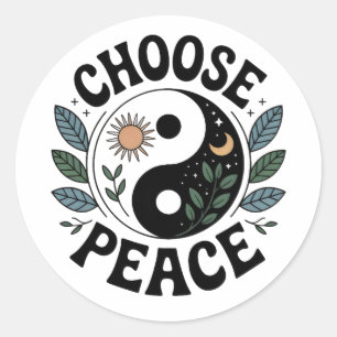 Wähle Frieden Yin-Yang Aufkleber