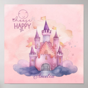 Wähle Glückspalast auf der rosa Wolke Personalisie Poster
