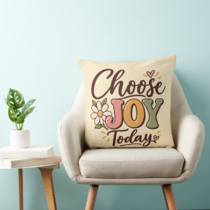 Wähle heute Freude Retro Groovy Gänseblümchen Posi Kissen