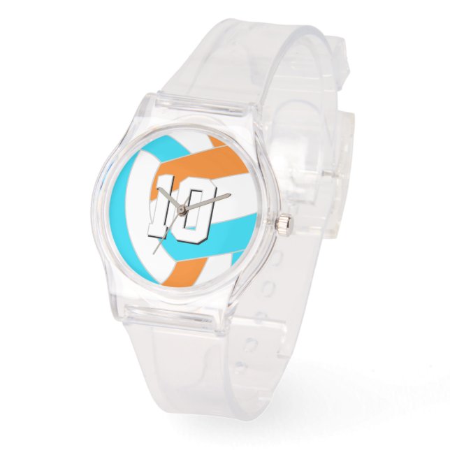 wähle IRGENDEINE Teamfarbe mit Trikotnummer Volley Armbanduhr (Winkel)