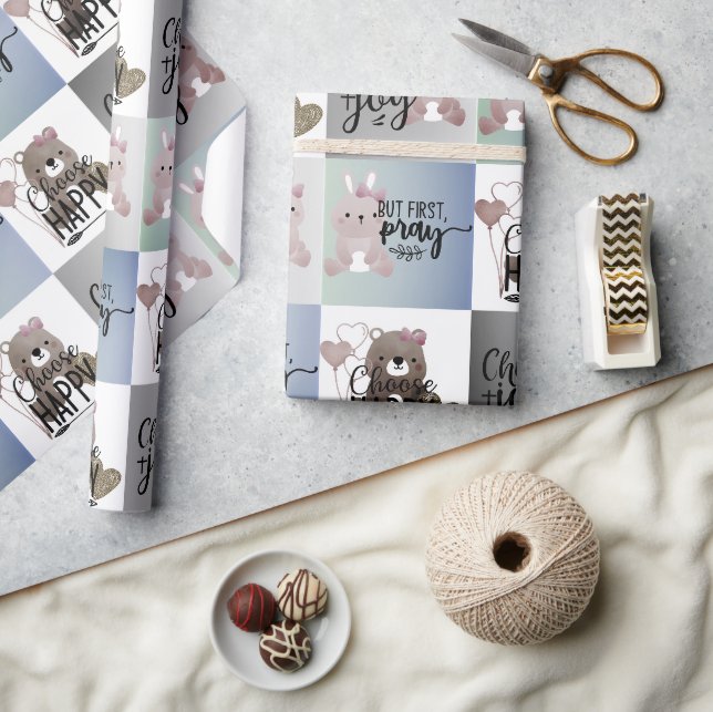 Wähle Joy; wähle Glück; aber bete Wrapping Geschenkpapier (Handwerk)