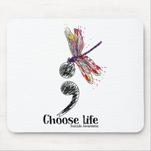 Wähle Leben Suizid-Bewusstseins Farbige Libelle Mousepad