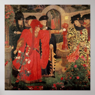 Wählen der roten und weißen Rosen im Tempel Poster