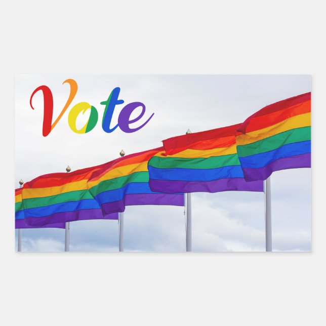 Wahlen Rainbow Flags LGBTQ Rechteckiger Aufkleber (Vorderseite)