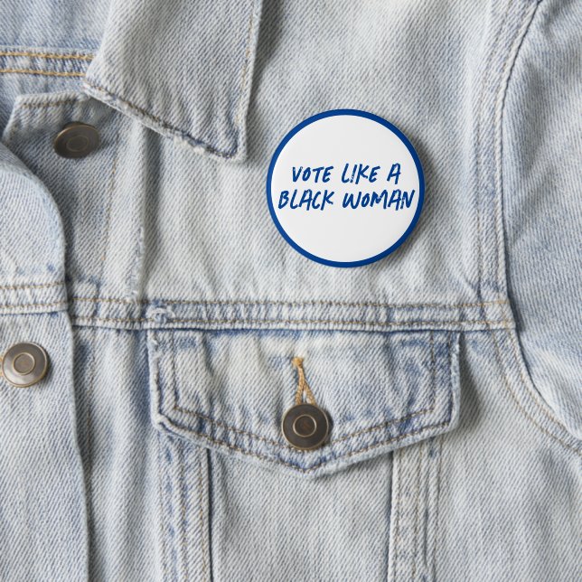 Wählen Sie Blue 2024 wie eine schwarze Frauenschal Button (Beispiel)