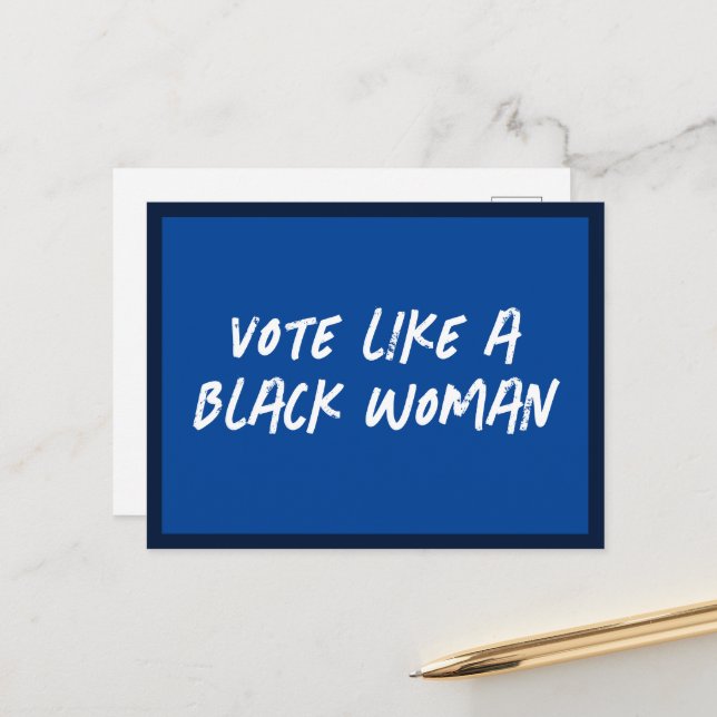 Wählen Sie Blue 2024 wie eine schwarze weibliche P Postkarte (Vorderseite/Rückseite Beispiel)