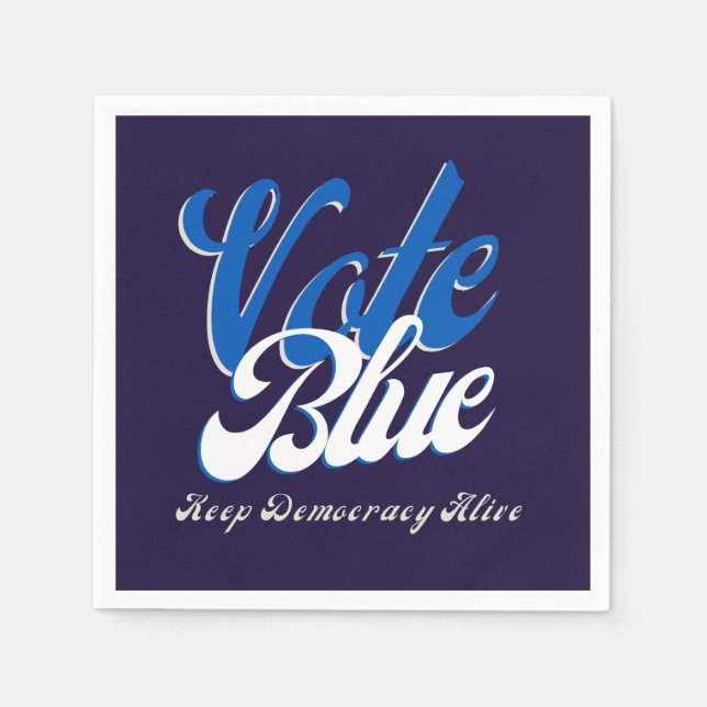 Wählen Sie Blue Retro Style Word Art Paper Serviette (Vorderseite)