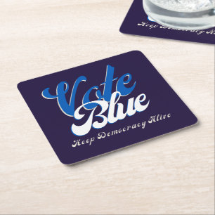 Wählen Sie Blue Retro Style Word Art Rechteckiger Pappuntersetzer