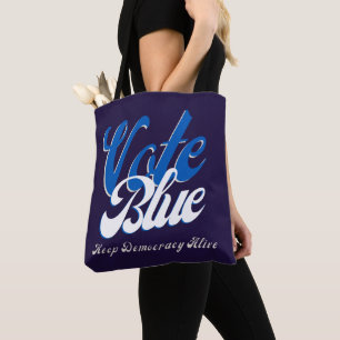 Wählen Sie Blue Retro Style Word Art Tasche