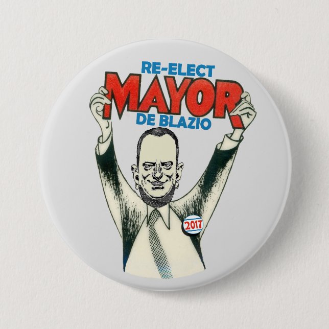 Wählen Sie Bürgermeister De Blazio im Jahre 2017 Button (Vorderseite)