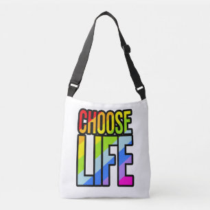 Wählen Sie das Leben bunt Text Slogan Tote Tasche