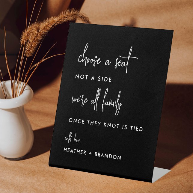 Wählen Sie ein Seat Black Wedding Chart Sign Sockelschild (Von Creator hochgeladen)