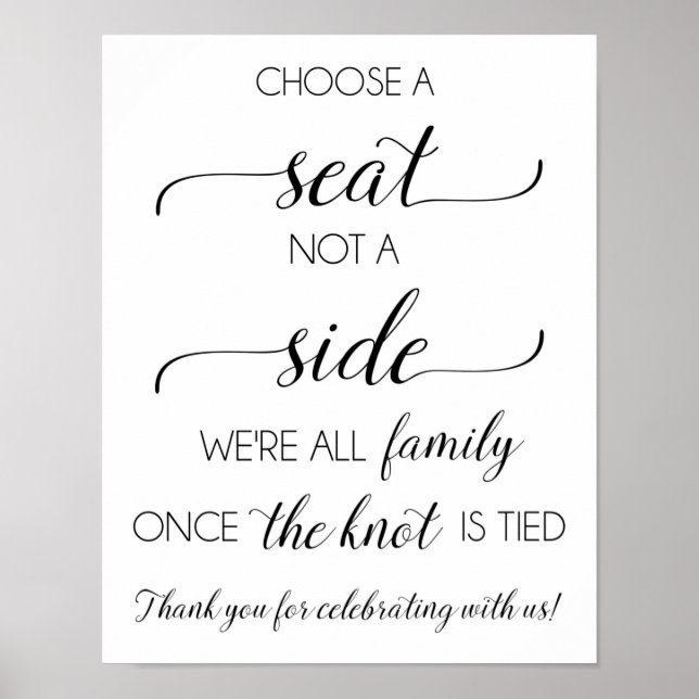 Wählen Sie ein Seat Wedding Sign Poster (Vorne)