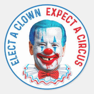 Wählen Sie einen Clown lustige Anti-Joe Biden Clow Runder Aufkleber
