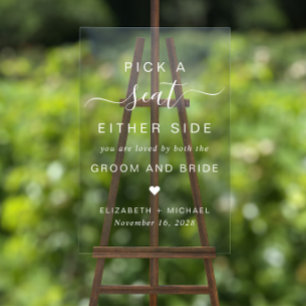 Wählen Sie einen Platz auf jeder Seite für Hochzei Acrylschild