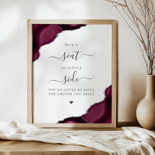 Wählen Sie einen Sitzplatz Burgunder Achat Silber Poster