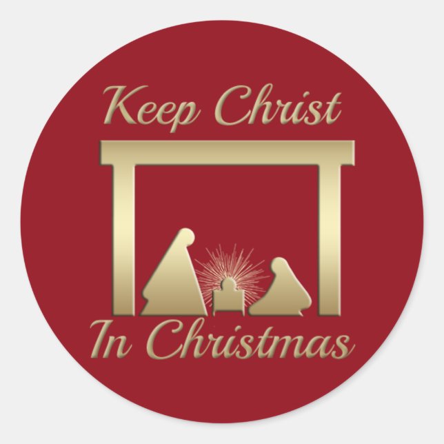 Wählen Sie Farbe Behalten Christus in Weihnachtsau Runder Aufkleber (Vorderseite)